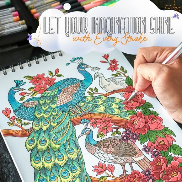 Gel Pens Set for Coloring – 192 Pack with 12 Metallic, 12 Neon, 72 Glitter Gel P - Picture 3 of 8